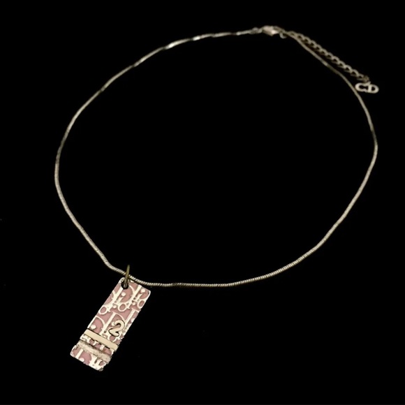 Dior Jewelry - STUNNING! Christian Dior Trotter Silver Logo / Pink Necklace / Pendant